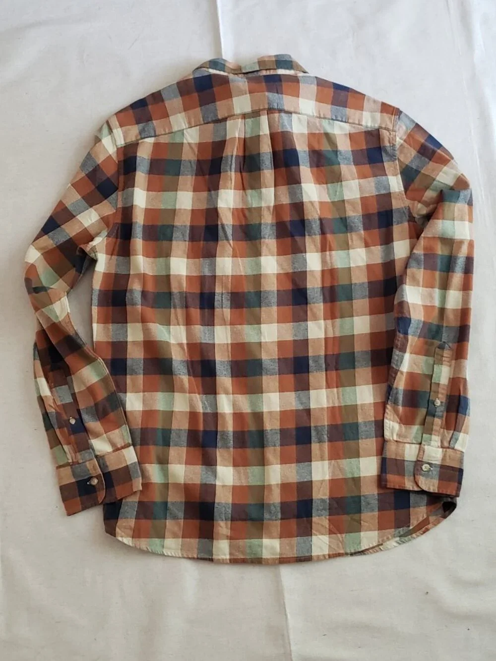 J. Crew Men's Size L Flannel Slim Button-Up Shirts Brown Beige Plaid Cotton